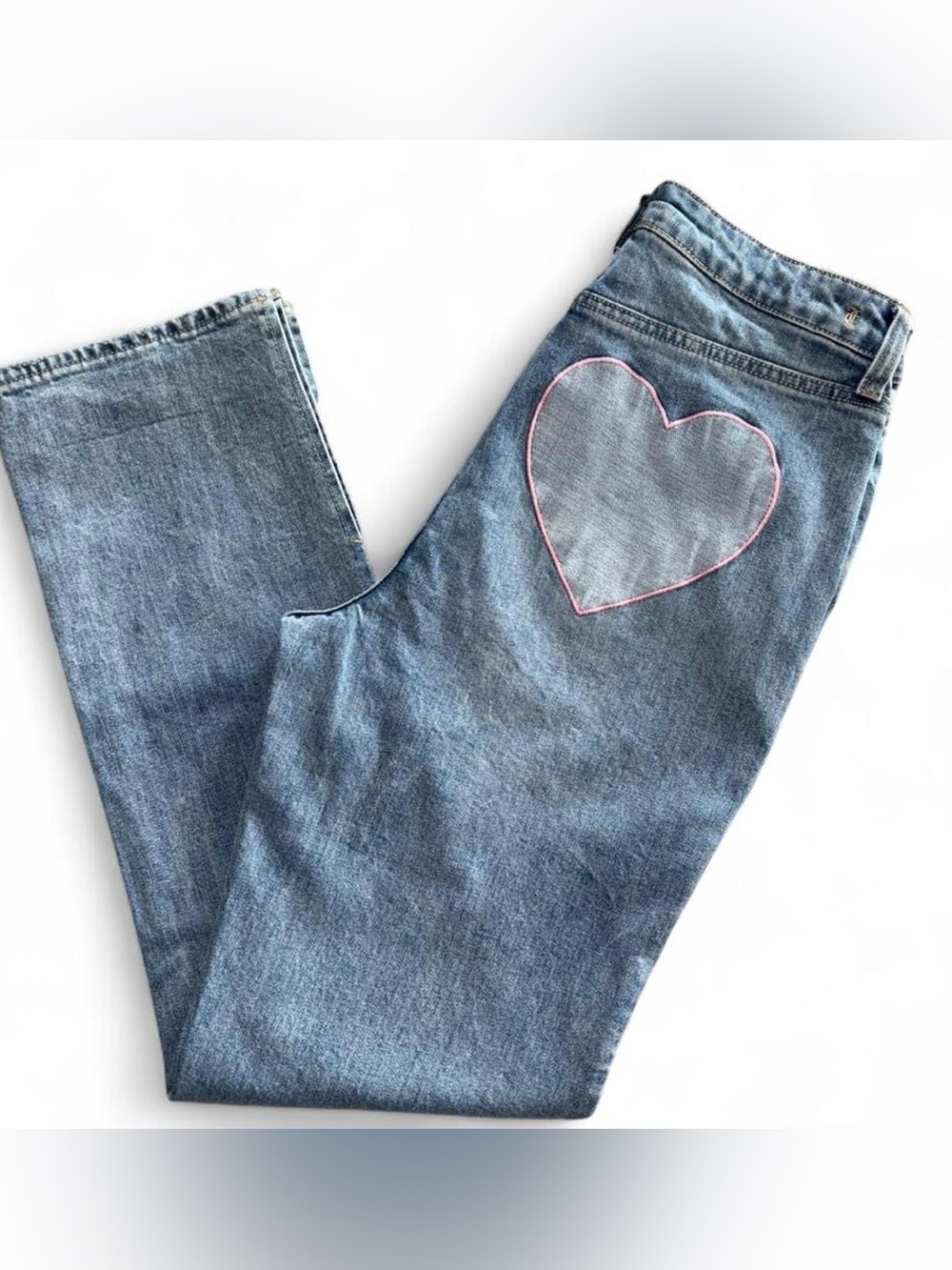 Juicy Couture Light Blue Straight Leg Jeans with Pink Heart Patch